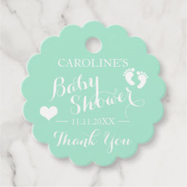 Gepersonaliseerd Mint Green Baby Feet Baby shower Bedankjes Labels