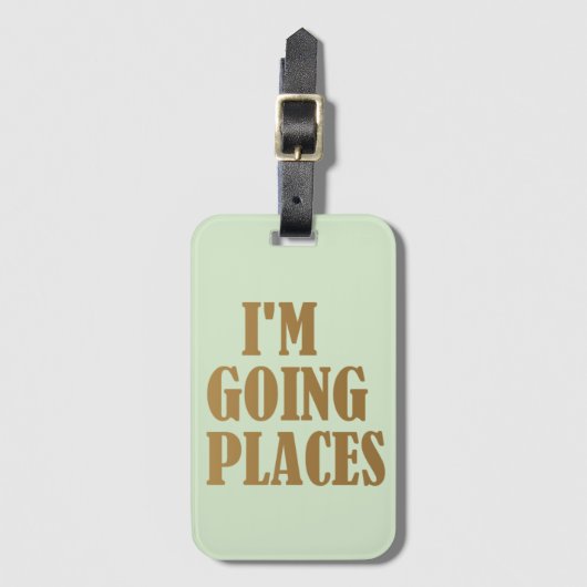 Gepersonaliseerd Mint Green Gold Ik ga naar plekke Bagagelabel (Voorkant (verticaal))