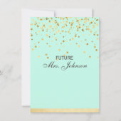 Gepersonaliseerd Mint Green Gold Vrijgezellenfeest Kaart (Achterkant)