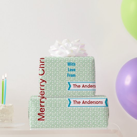 Gepersonaliseerd Mint Green Holiday Wrapping Paper Cadeaupapier (Feestgeschenken)