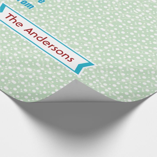 Gepersonaliseerd Mint Green Holiday Wrapping Paper Cadeaupapier (Hoek)