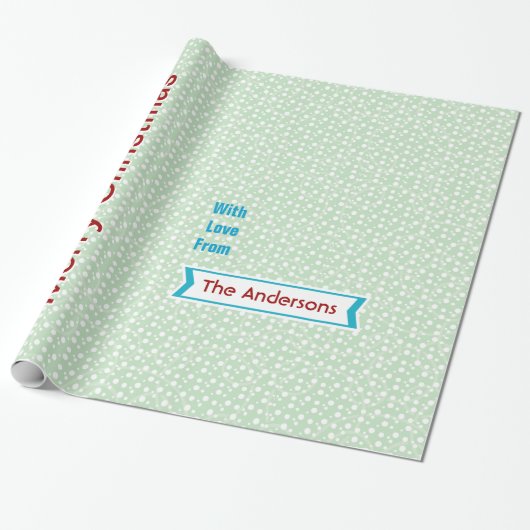 Gepersonaliseerd Mint Green Holiday Wrapping Paper Cadeaupapier (Uitgerold)