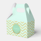 Gepersonaliseerd Mint Groen Gouden Folie Chevron P Bedankdoosjes (Achterkant)