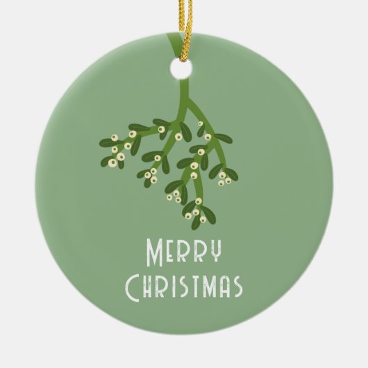 Gepersonaliseerd Mistletoe Keramisch Ornament (Voorkant)