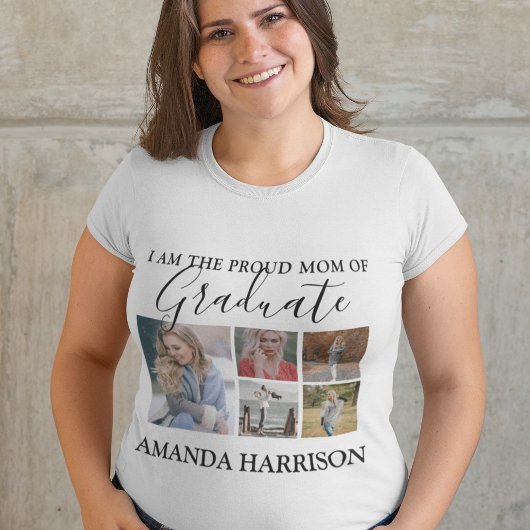 Gepersonaliseerd Modern | 5 Foto | Afstuderen T-shirt