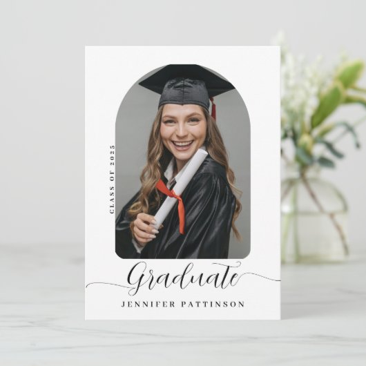 Gepersonaliseerd modern Afstuderen Aankondiging (Staand voorkant)