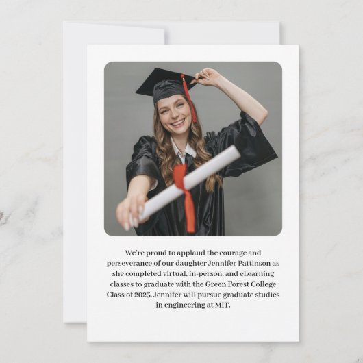 Gepersonaliseerd modern Afstuderen Aankondiging (Achterkant)
