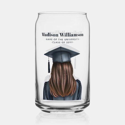 Gepersonaliseerd Modern Afstuderen Vrouw Afstudere Blikvorm Glas (Voorkant)