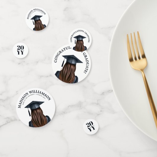 Gepersonaliseerd Modern Afstuderen Vrouw Afstudere Confetti (Groep)