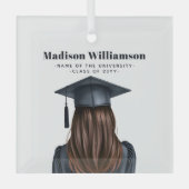 Gepersonaliseerd Modern Afstuderen Vrouw Afstudere Glas Ornament (Voorkant)