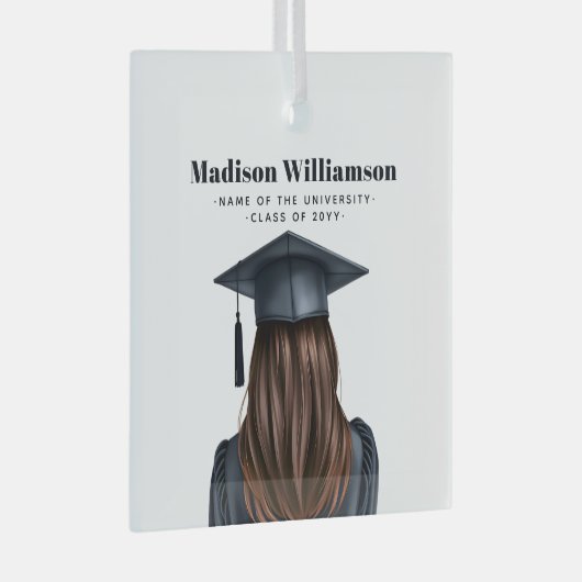 Gepersonaliseerd Modern Afstuderen Vrouw Afstudere Glas Ornament (Voorkant Rechts)