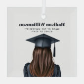 Gepersonaliseerd Modern Afstuderen Vrouw Afstudere Glas Ornament (Achterkant)