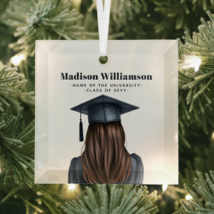 Gepersonaliseerd Modern Afstuderen Vrouw Afstudere Glas Ornament
