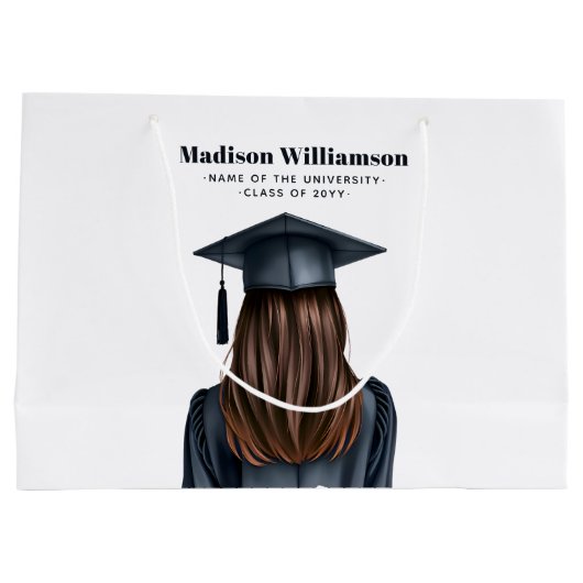 Gepersonaliseerd Modern Afstuderen Vrouw Afstudere Groot Cadeauzakje (Achterkant)
