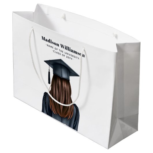 Gepersonaliseerd Modern Afstuderen Vrouw Afstudere Groot Cadeauzakje (Achterkant Gekanteld)
