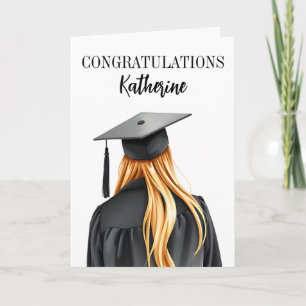 Gepersonaliseerd Modern Afstuderen Vrouw Afstudere Kaart