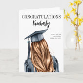 Gepersonaliseerd Modern Afstuderen Vrouw Afstudere Kaart (Gele Bloem)
