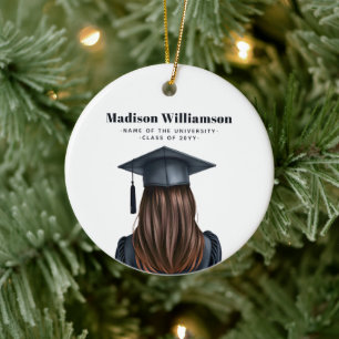 Gepersonaliseerd Modern Afstuderen Vrouw Afstudere Keramisch Ornament