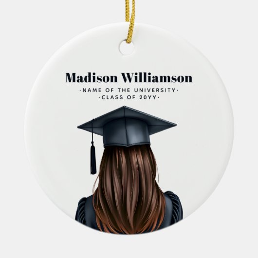 Gepersonaliseerd Modern Afstuderen Vrouw Afstudere Keramisch Ornament (Voorkant)