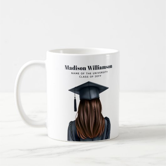 Gepersonaliseerd Modern Afstuderen Vrouw Afstudere Koffiemok (Links)