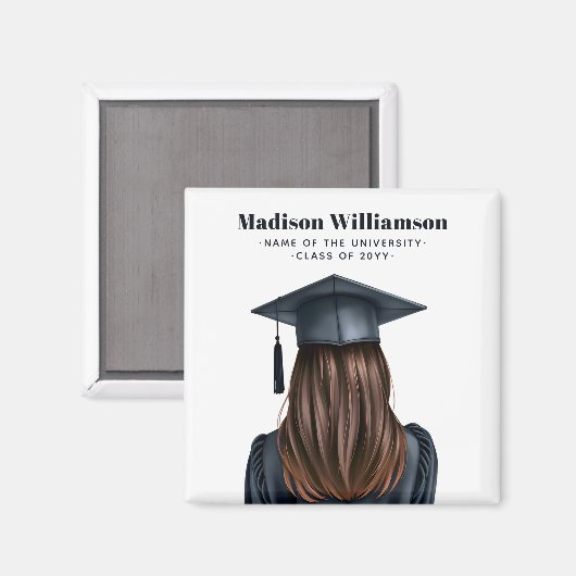 Gepersonaliseerd Modern Afstuderen Vrouw Afstudere Magneet (Voorkant / Achterkant)