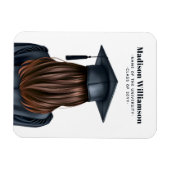 Gepersonaliseerd Modern Afstuderen Vrouw Afstudere Magneet (Horizontaal)