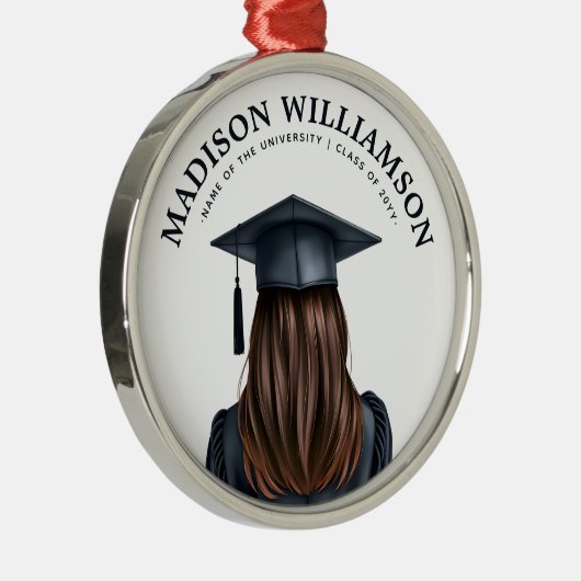 Gepersonaliseerd Modern Afstuderen Vrouw Afstudere Metalen Ornament (Rechts)
