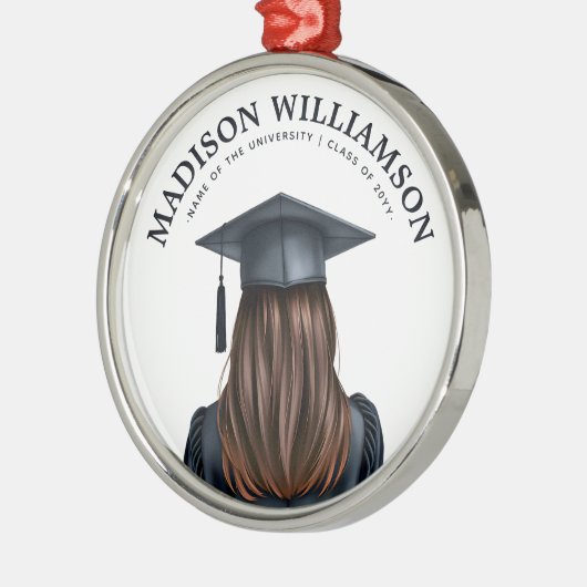 Gepersonaliseerd Modern Afstuderen Vrouw Afstudere Metalen Ornament (Links)