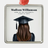 Gepersonaliseerd Modern Afstuderen Vrouw Afstudere Metalen Ornament (Voorkant)
