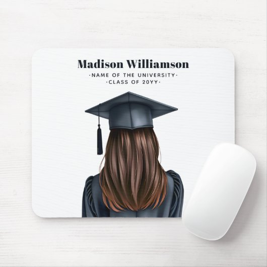 Gepersonaliseerd Modern Afstuderen Vrouw Afstudere Muismat (Met muis)