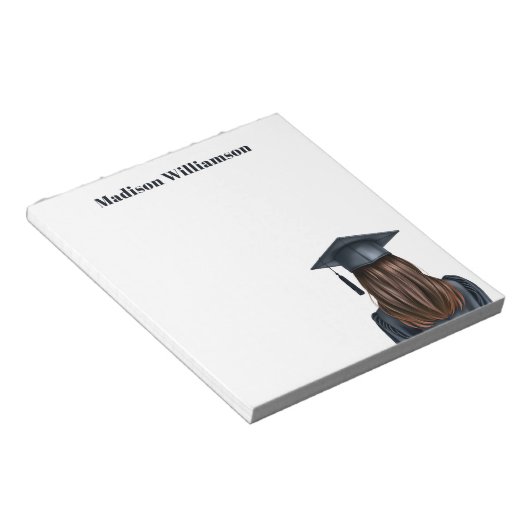 Gepersonaliseerd Modern Afstuderen Vrouw Afstudere Notitieblok (Schuin)