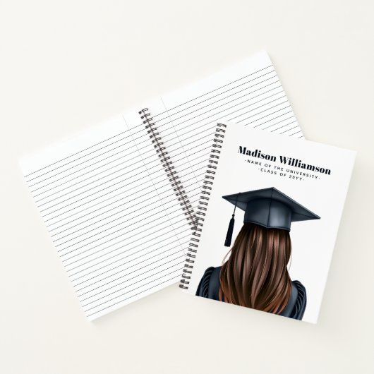 Gepersonaliseerd Modern Afstuderen Vrouw Afstudere Notitieboek (Binnen)