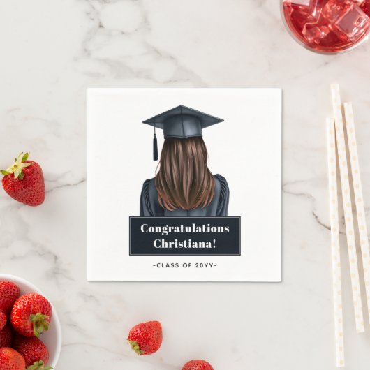 Gepersonaliseerd Modern Afstuderen Vrouw Afstudere Servet (Insitu)