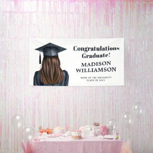 Gepersonaliseerd Modern Afstuderen Vrouw Afstudere Spandoek
