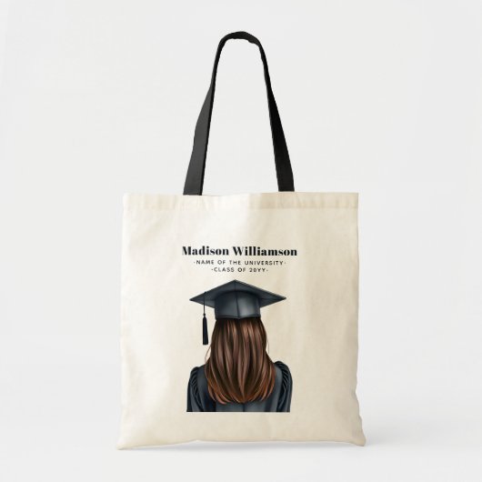 Gepersonaliseerd Modern Afstuderen Vrouw Afstudere Tote Bag (Voorkant)