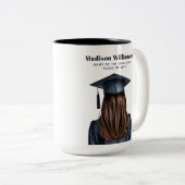Gepersonaliseerd Modern Afstuderen Vrouw Afstudere Tweekleurige Koffiemok (Voorkant rechts)