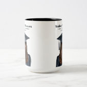 Gepersonaliseerd Modern Afstuderen Vrouw Afstudere Tweekleurige Koffiemok (Center)