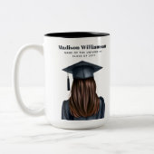 Gepersonaliseerd Modern Afstuderen Vrouw Afstudere Tweekleurige Koffiemok (Links)