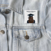 Gepersonaliseerd Modern Afstuderen Vrouw Afstudere Vierkante Button 5,1 Cm (In situ)