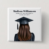 Gepersonaliseerd Modern Afstuderen Vrouw Afstudere Vierkante Button 5,1 Cm (Voorkant)