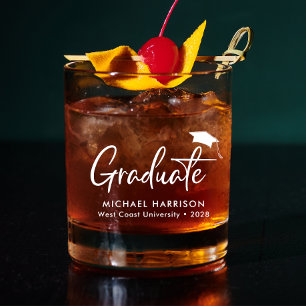 Gepersonaliseerd modern Afstuderen Whisky Glas