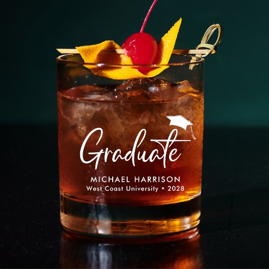 Gepersonaliseerd modern Afstuderen Whisky Glas