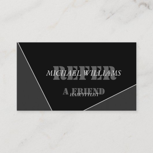 Gepersonaliseerd modern artistiek grijs monogram aanbevelingskaartje (Voorkant)