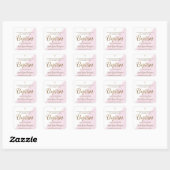 Gepersonaliseerd Modern Baby roze doop dank u Vierkante Sticker (Vel)