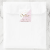 Gepersonaliseerd Modern Baby roze doop dank u Vierkante Sticker (Tas)