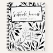 Gepersonaliseerd Modern Black Leaf Dankbaarheidsjo Notitieboek (Voorkant)