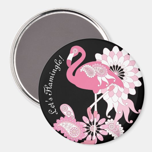 Gepersonaliseerd Modern Black Paisley Pink Flaming Magneet (Voorkant / Achterkant)