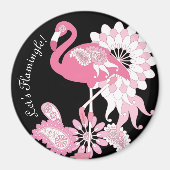Gepersonaliseerd Modern Black Paisley Pink Flaming Magneet (Voorkant)