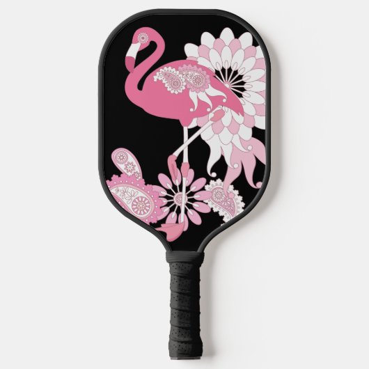 Gepersonaliseerd Modern Black Paisley Pink Flaming Pickleball Paddle (Voorkant)