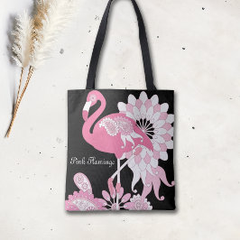 Gepersonaliseerd Modern Black Paisley Pink Flaming Tote Bag
